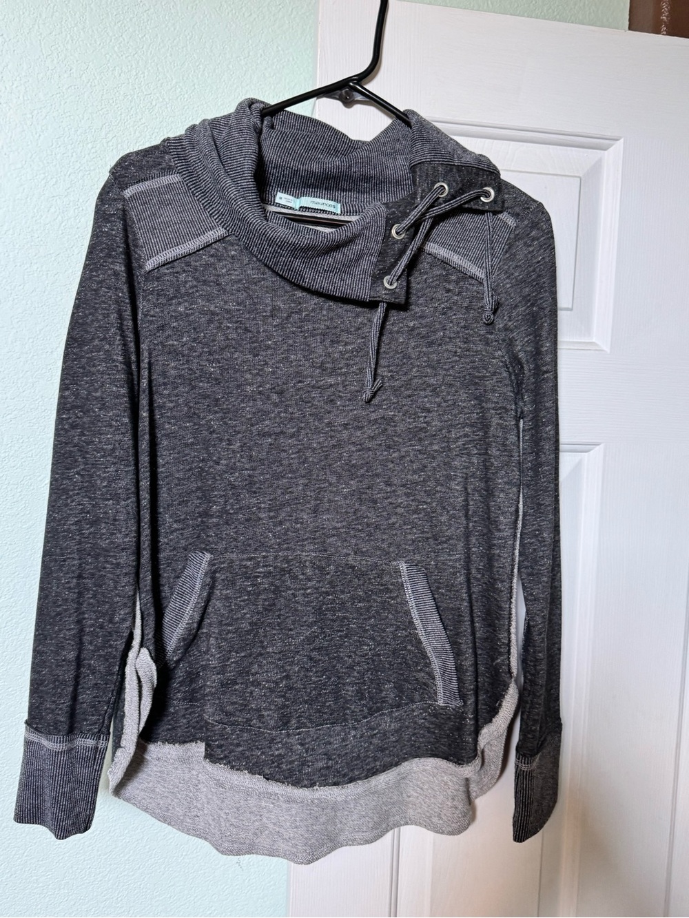 Maurices Charcoal Gray Cowl-Neck Layered-Hem Sweater